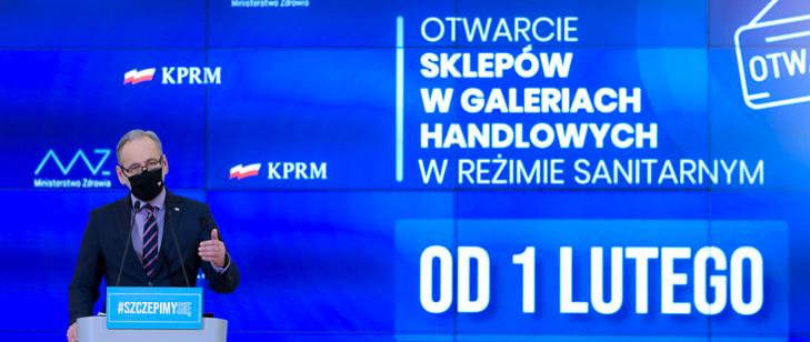 Galerie handlowe i muzea otwarte od 1 lutego. Pozostałe ograniczenia-bez zmian